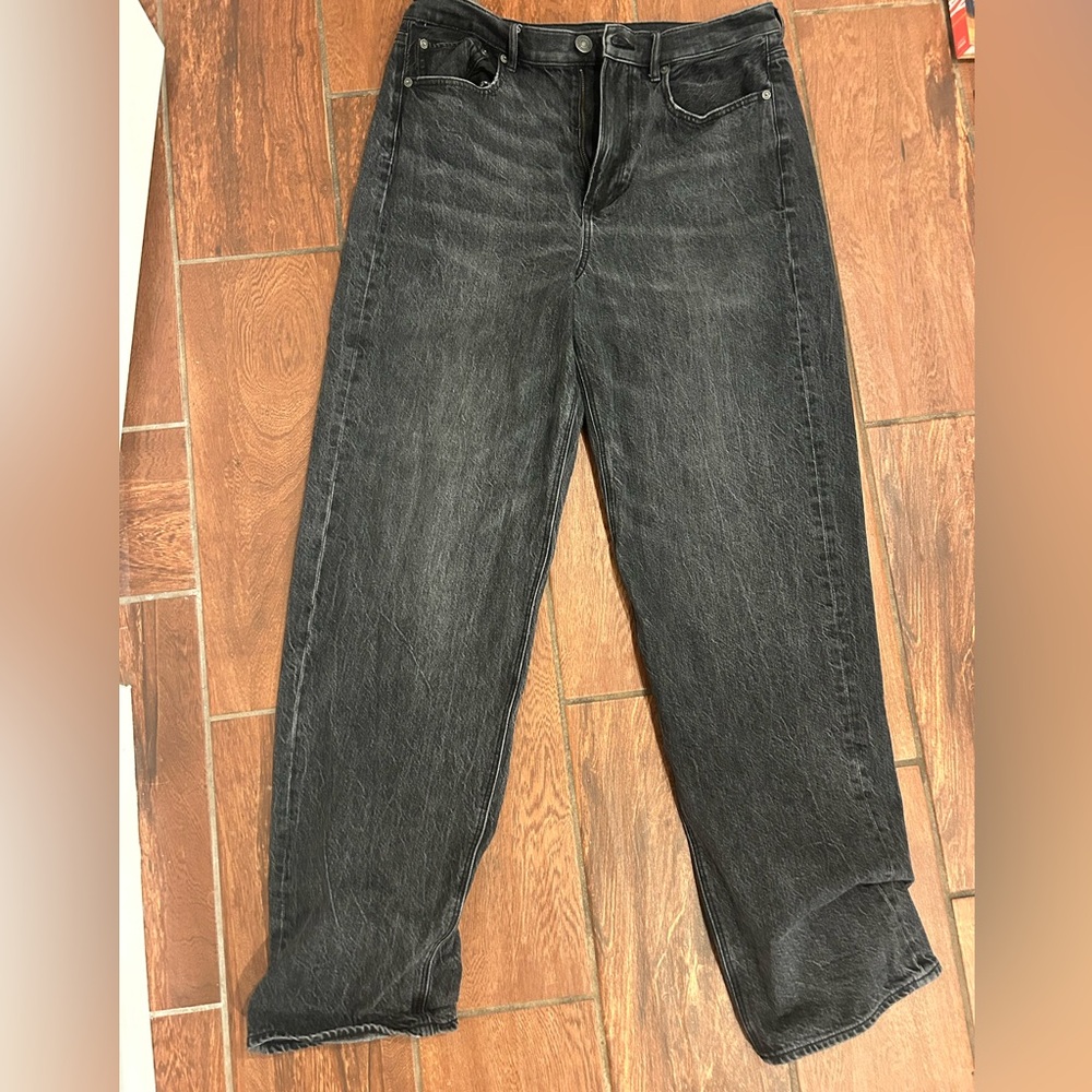 American Eagle size 12 Long gray/black baggy jeans